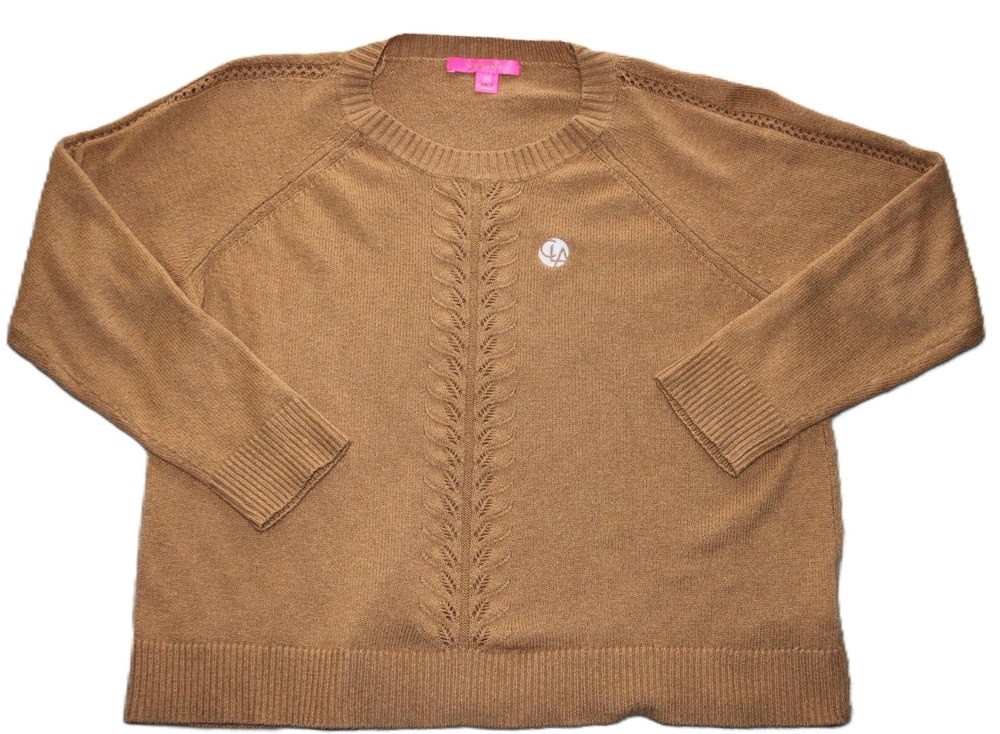 Lilly Pulitzer Sweater Womens XL Brown Cotton Acrylic Cable-Knit Pullover